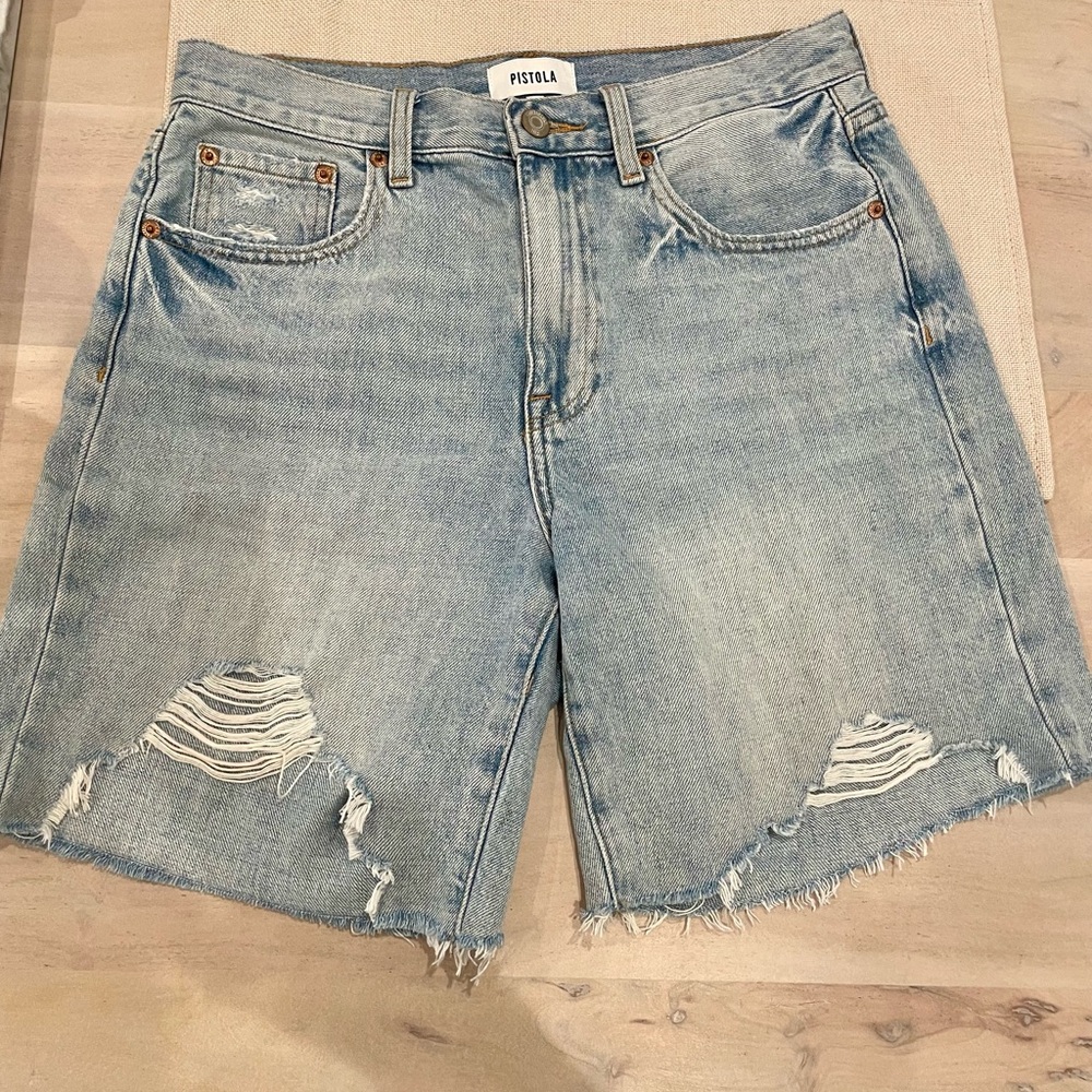 Pistola Light Wash Distressed Jean Shorts